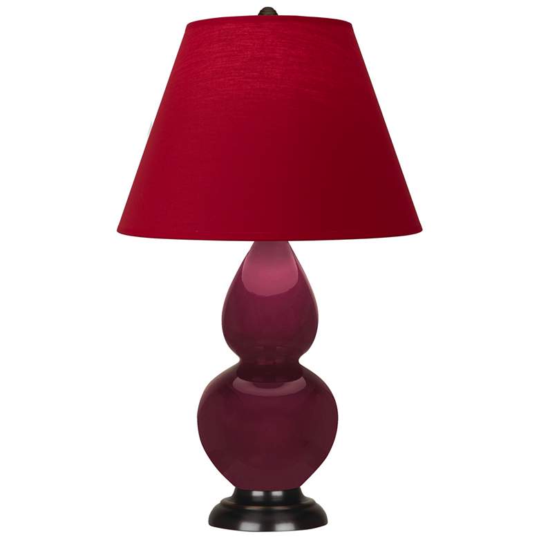 Image 1 Small Double Gourd 22.75"H Sugar Plum Bronze Lamp w/ Red Black Shade