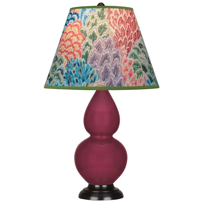 Image 1 Small Double Gourd 22.75"H Sugar Plum Bronze Lamp w/ Spring Floral Shade