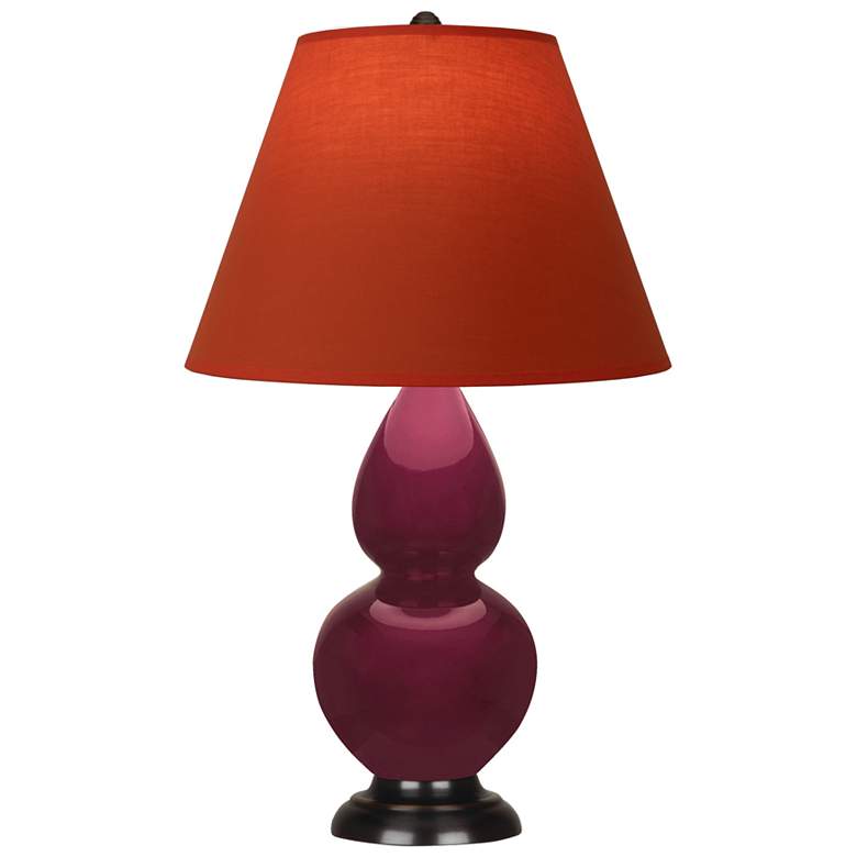Image 1 Small Double Gourd 22.75"H Sugar Plum Bronze Lamp w/ Tangerine Shade