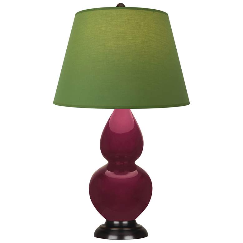 Image 1 Small Double Gourd 22.75"H Sugar Plum Bronze Lamp w/ Tea Green Shade