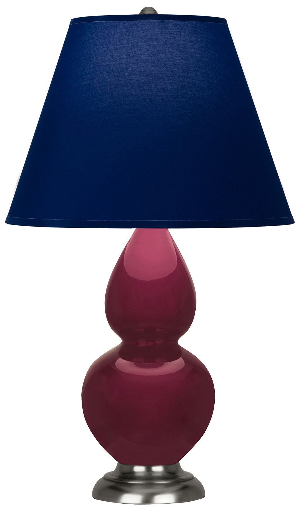 Small Double Gourd 22.75"H Sugar Plum Silver Lamp w/ Navy Made to Order