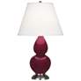 1_Small Double Gourd 22.75"H Sugar Plum Silver Lamp w/ Pearl Dupioni Shade