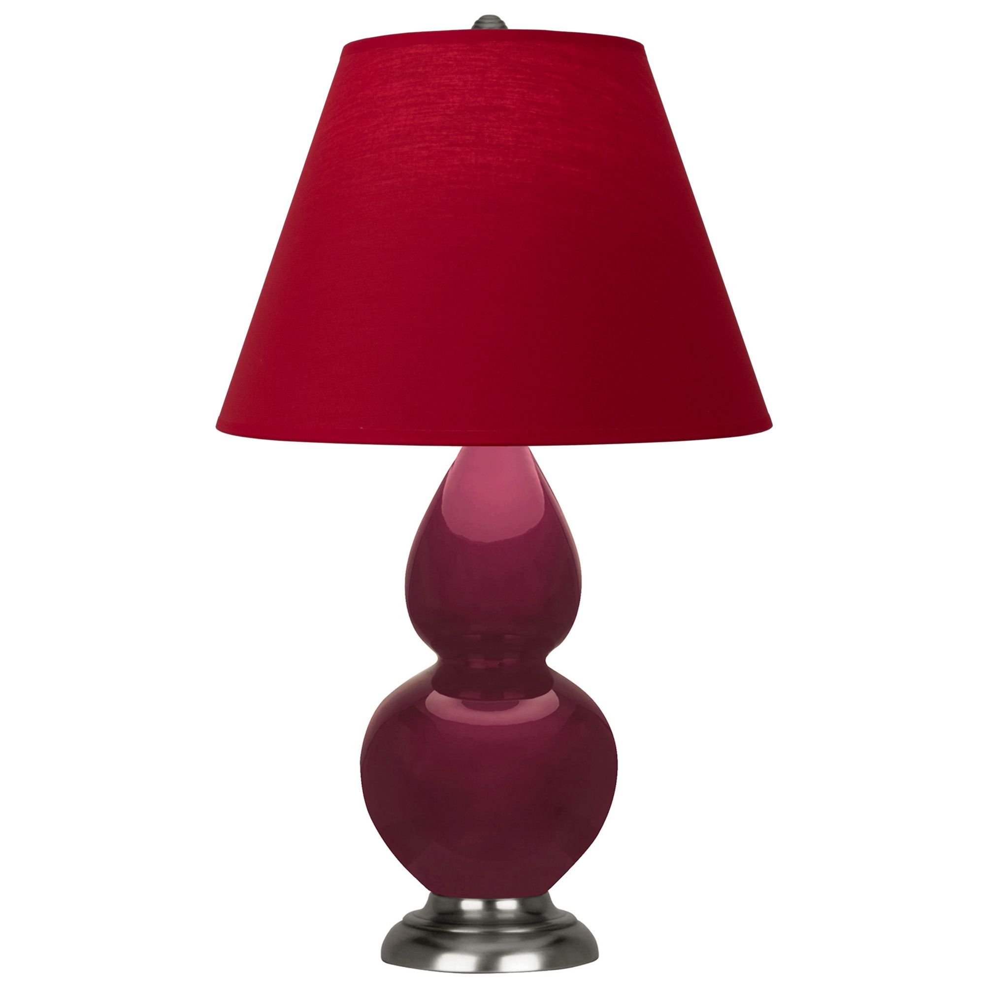 Image 2 Small Double Gourd 22.75"H Sugar Plum Silver Lamp w/ Red Black Shade more views