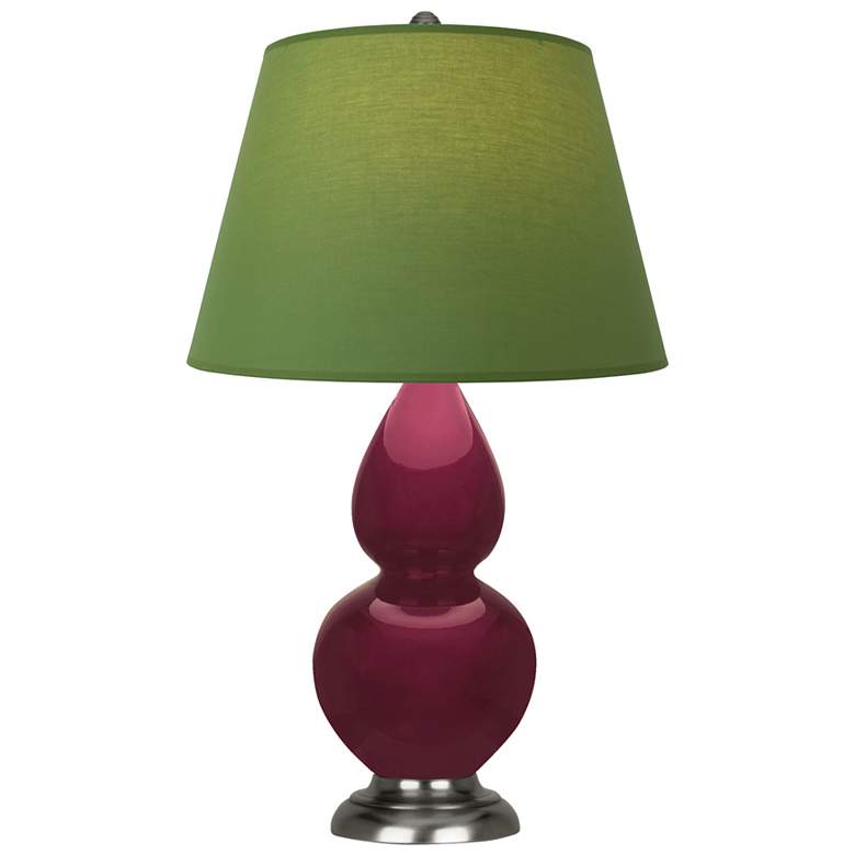 Image 1 Small Double Gourd 22.75"H Sugar Plum Silver Lamp w/ Tea Green Shade