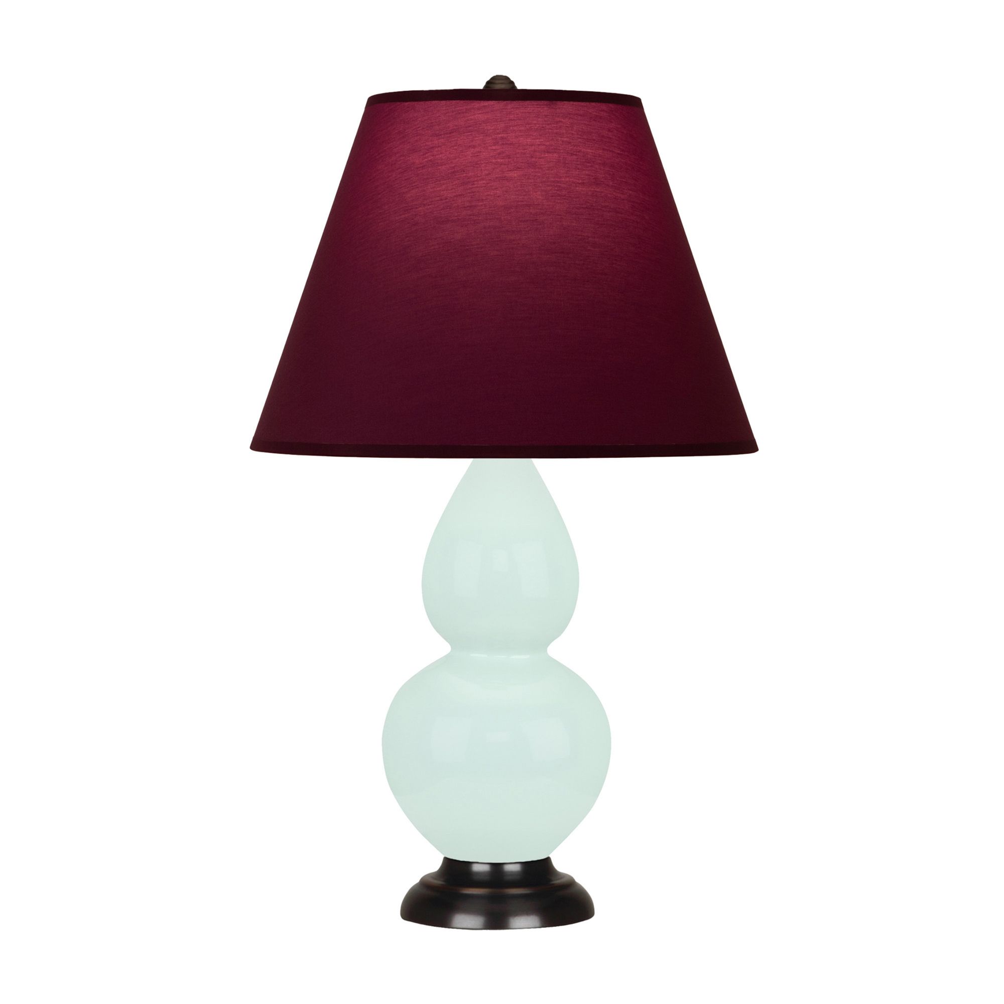 Image 2 Small Double Gourd 22.75"H Mint Glazed Bronze Lamp w/ Plum Shade more views