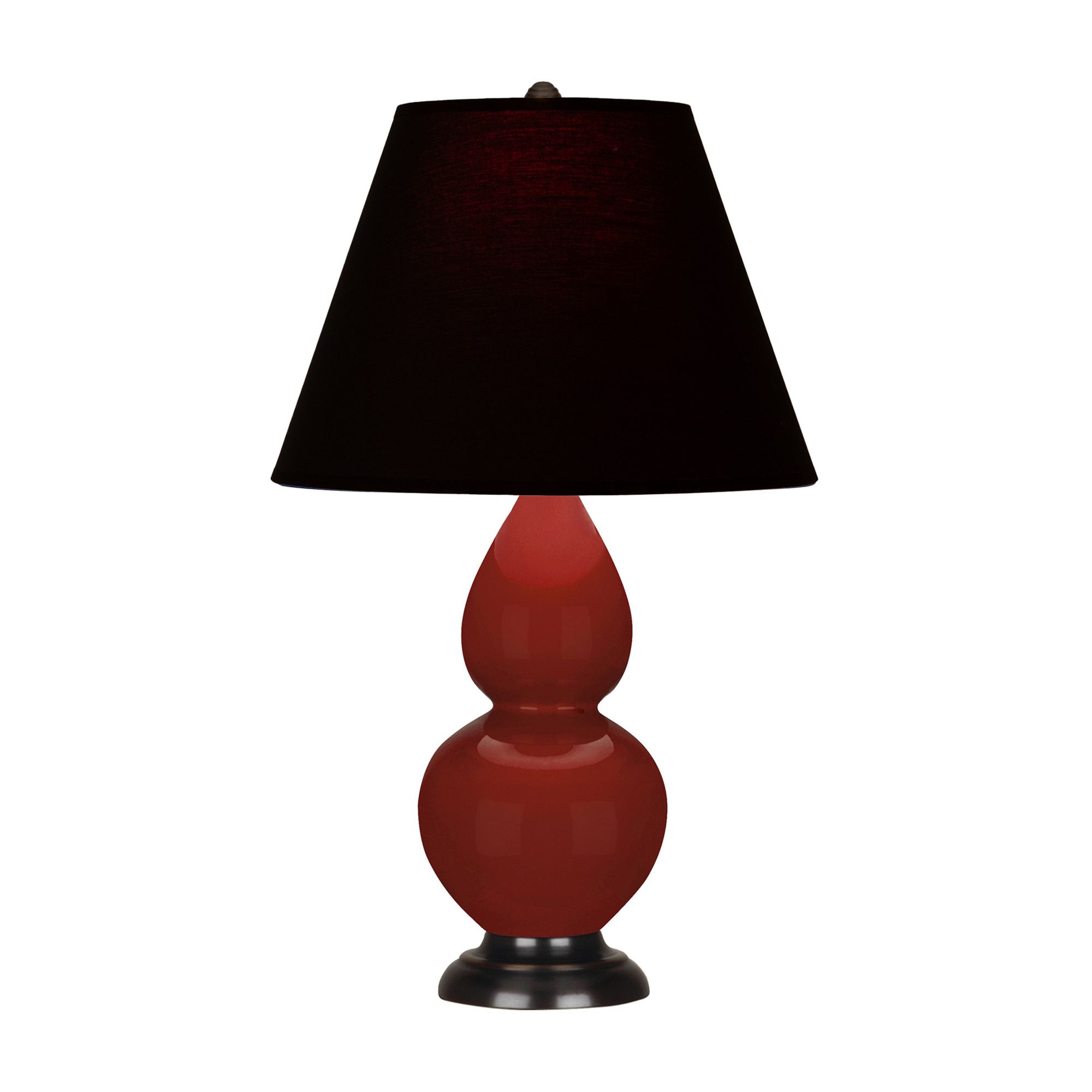 Image 2 Small Double Gourd 22.75"H Oxblood Bronze Lamp w/ Black Red Shade more views