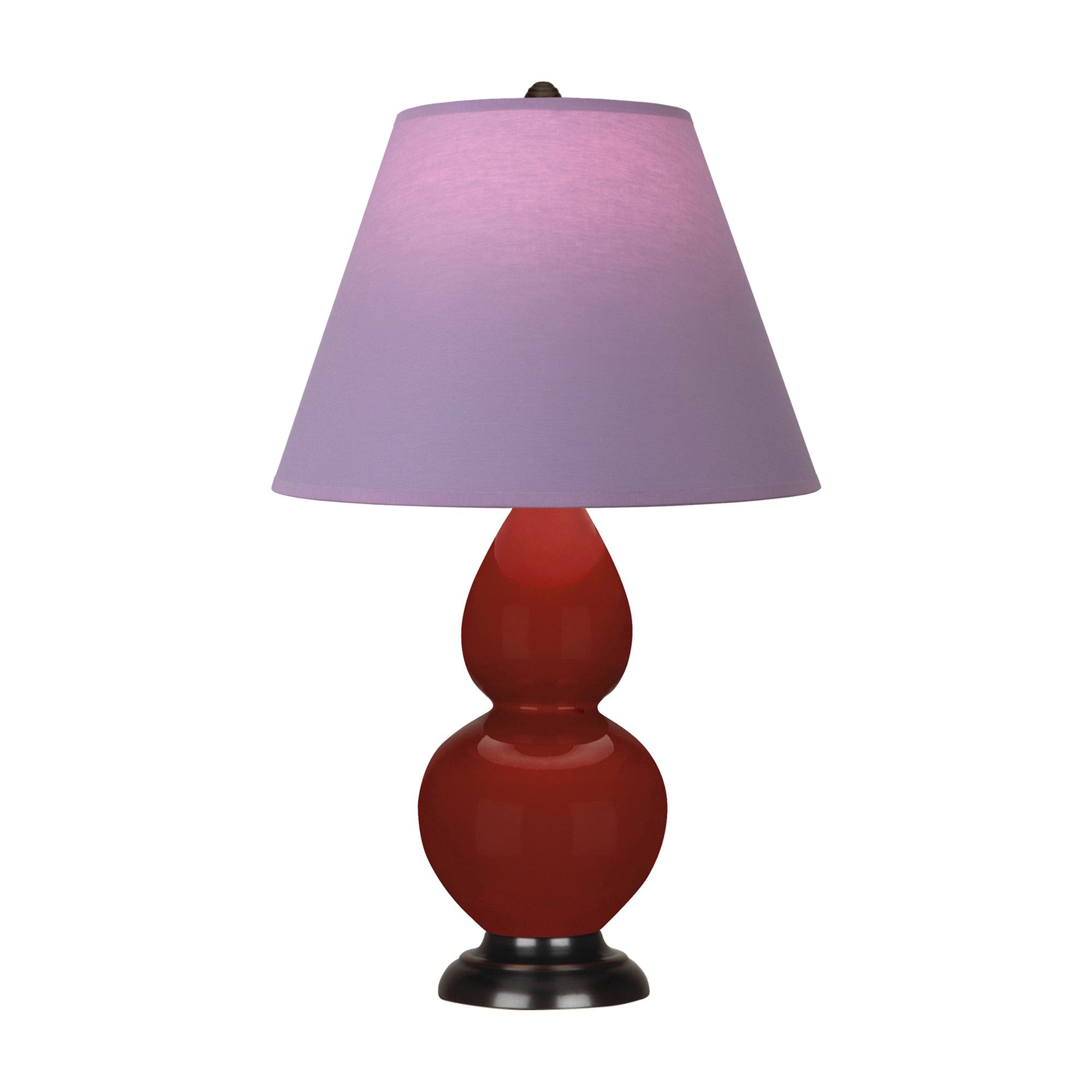 Image 2 Small Double Gourd 22.75"H Oxblood Bronze Lamp w/ Lavender Shade more views