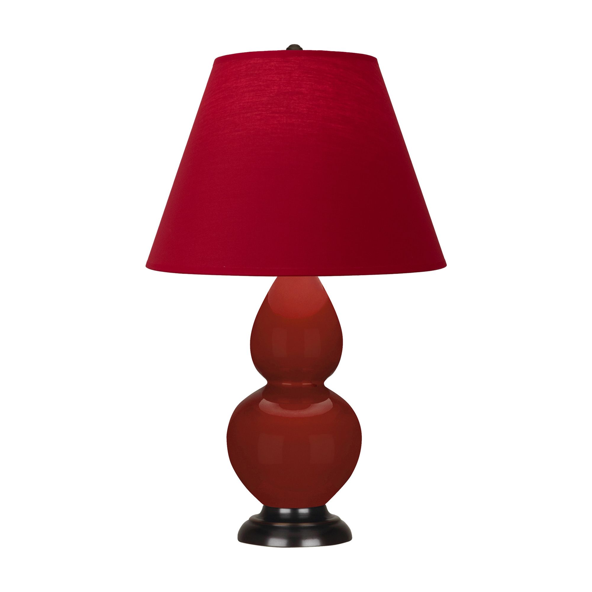 Image 2 Small Double Gourd 22.75"H Oxblood Bronze Lamp w/ Red Black Shade more views