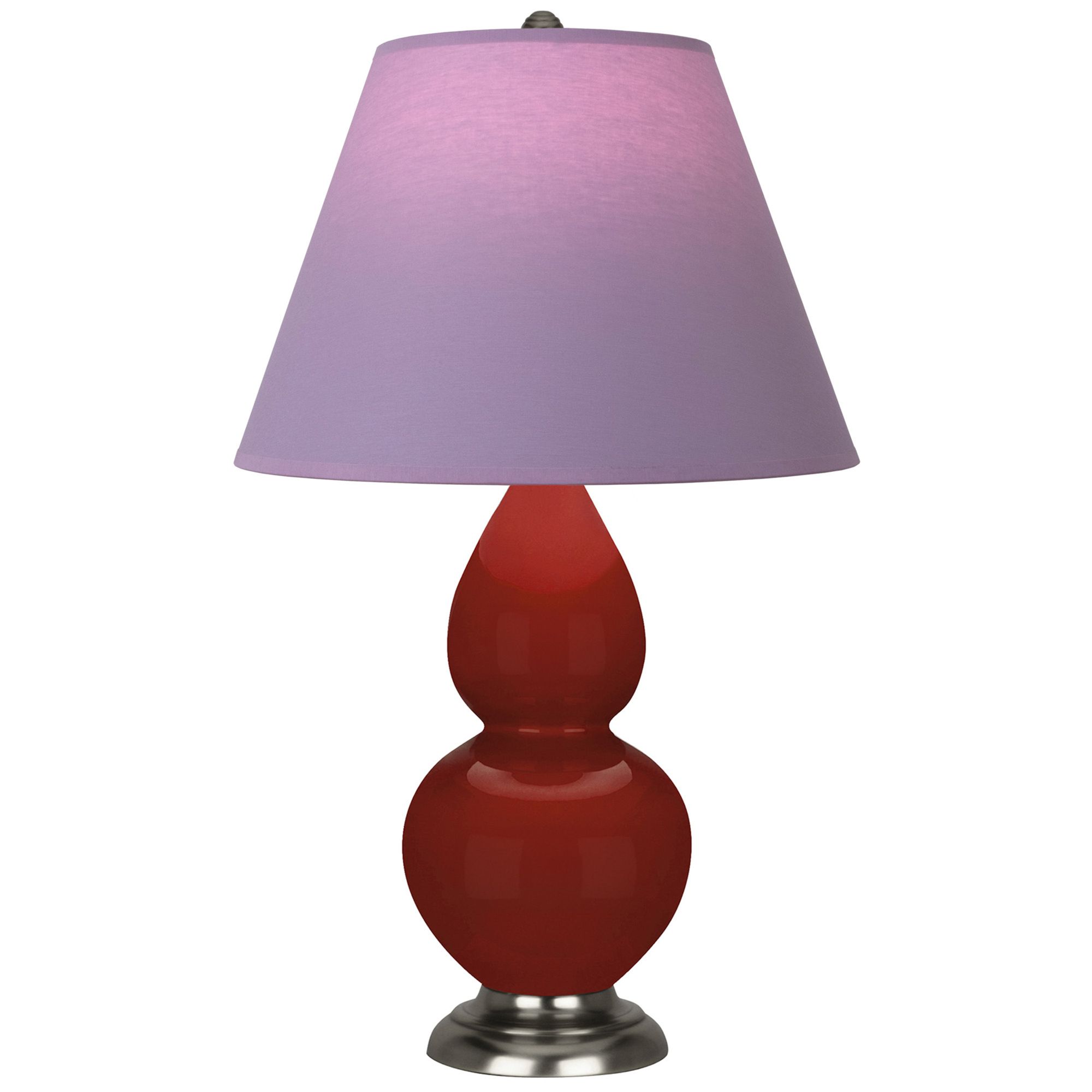 Image 2 Small Double Gourd 22.75"H Oxblood Silver Lamp w/ Lavender Shade more views