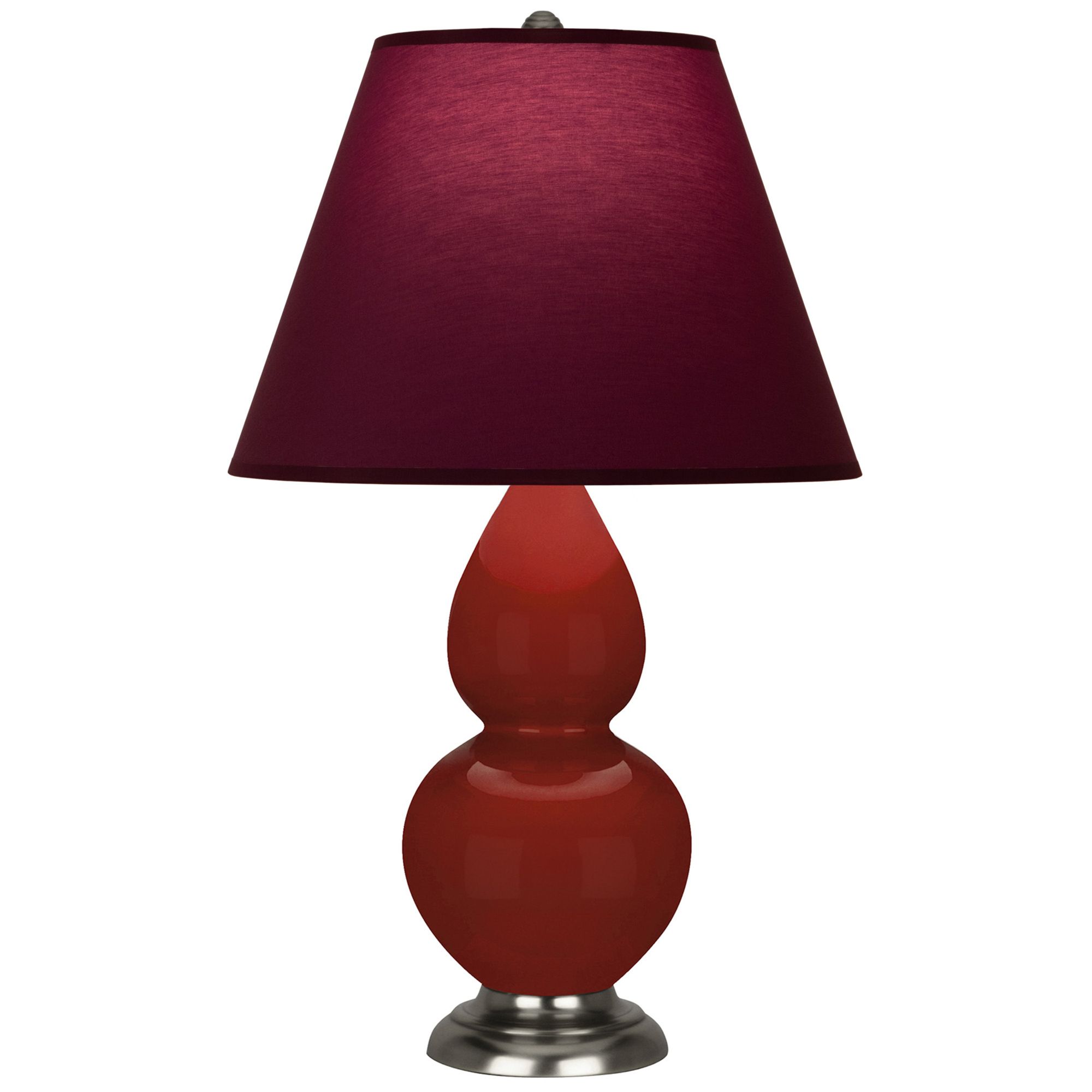 Image 2 Small Double Gourd 22.75"H Oxblood Silver Lamp w/ Plum Shade more views