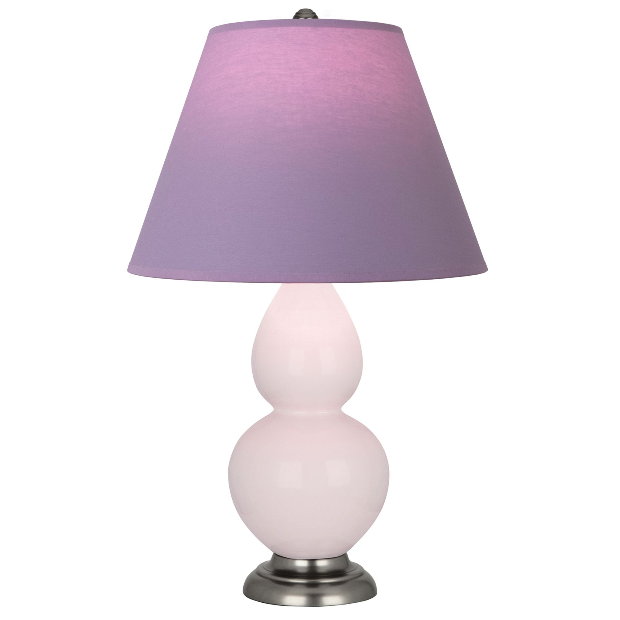 Image 2 Small Double Gourd 22.75"H Rose Water Silver Lamp w/ Lavender Shade more views