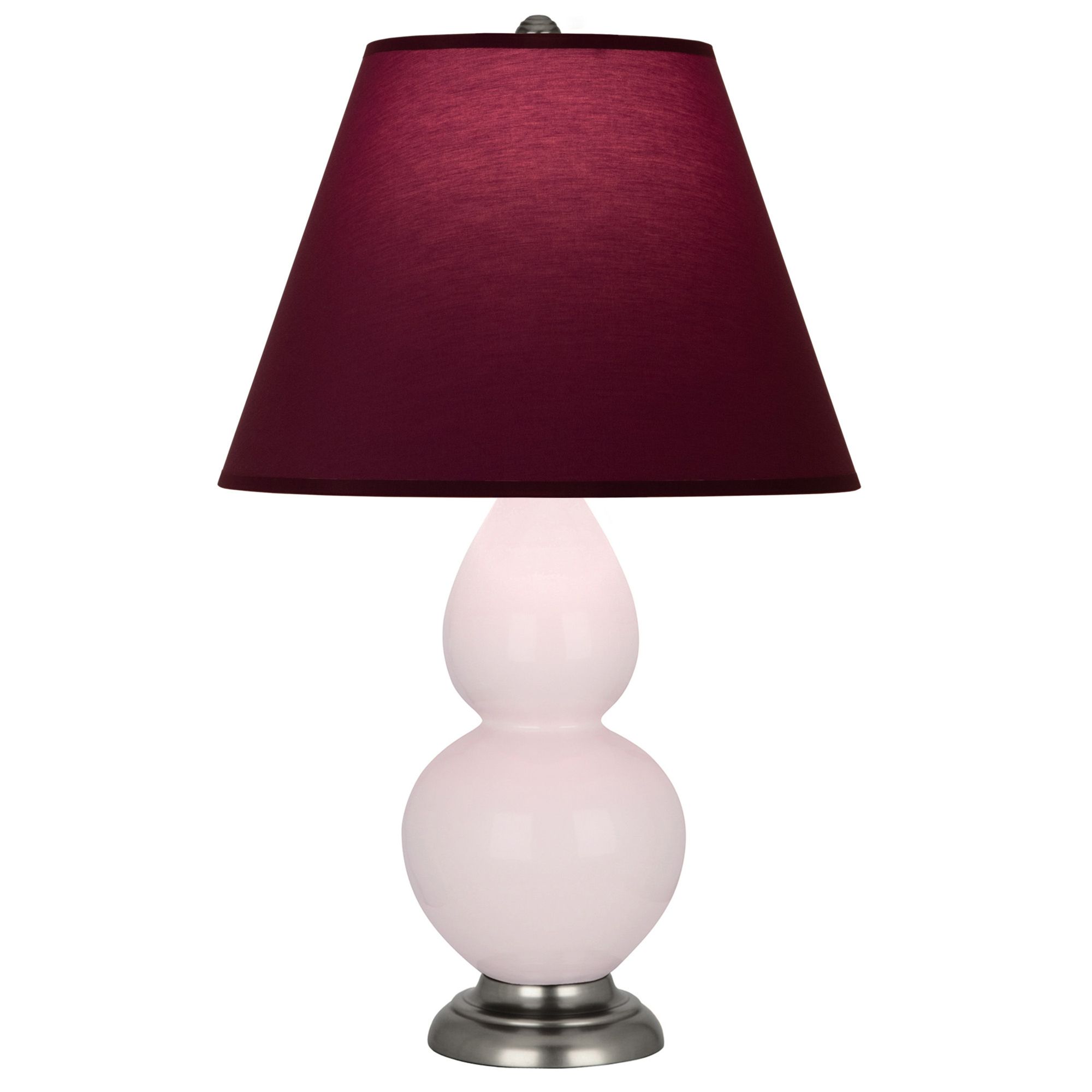 Image 2 Small Double Gourd 22.75"H Rose Water Silver Lamp w/ Plum Shade more views