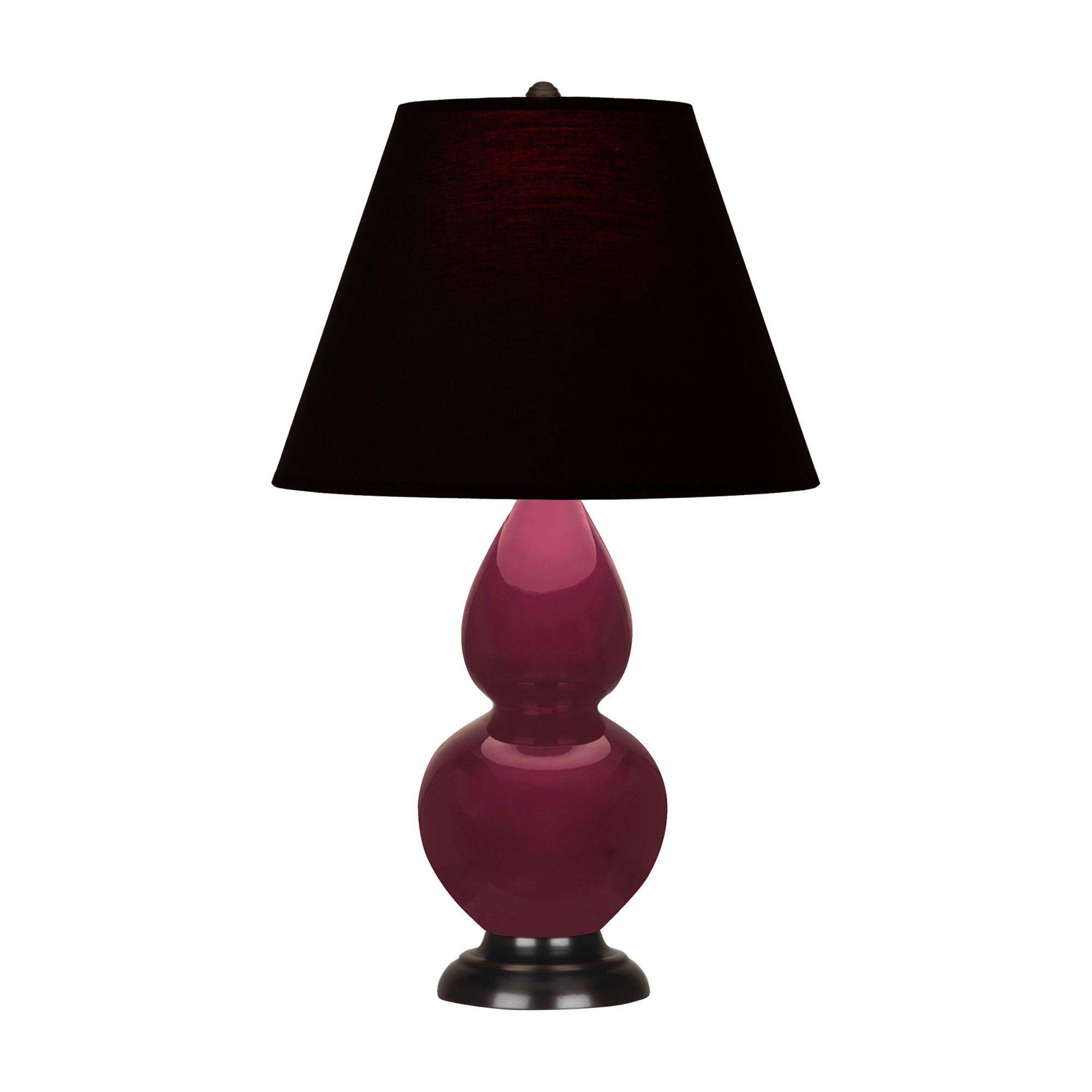 Image 2 Small Double Gourd 22.75"H Sugar Plum Bronze Lamp w/ Black Red Shade more views