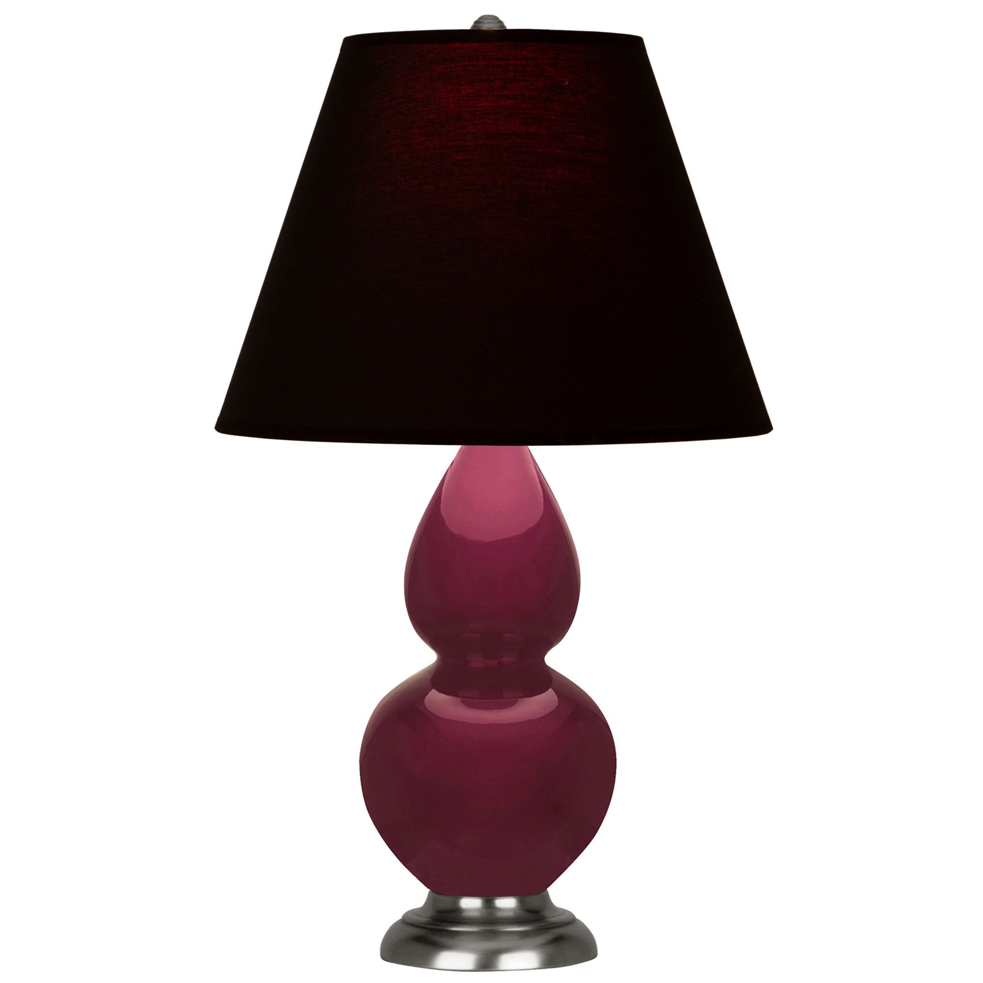 Image 2 Small Double Gourd 22.75"H Sugar Plum Silver Lamp w/ Black Red Shade more views