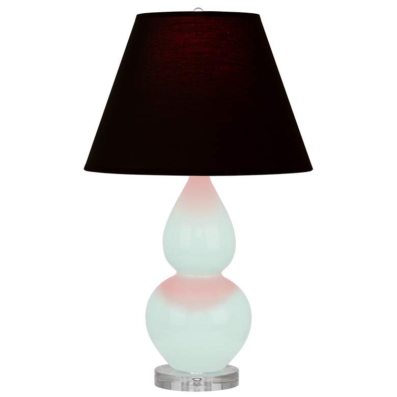 Image 1 Small Double Gourd 22"H Mint Glazed Lucite Lamp w/ Black Red Shade