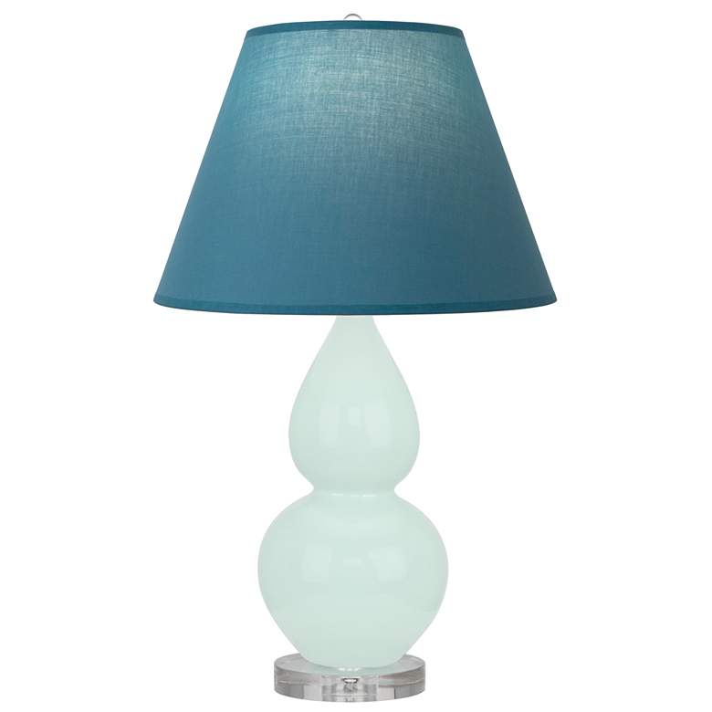 Image 1 Small Double Gourd 22"H Mint Glazed Lucite Lamp w/ Bright Blue Shade