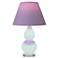 Small Double Gourd 22"H Mint Glazed Lucite Lamp w/ Lavender Shade
