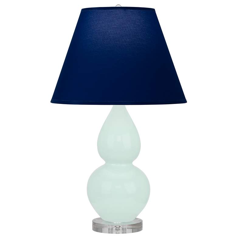Image 1 Small Double Gourd 22"H Mint Glazed Lucite Lamp w/ Navy Shade