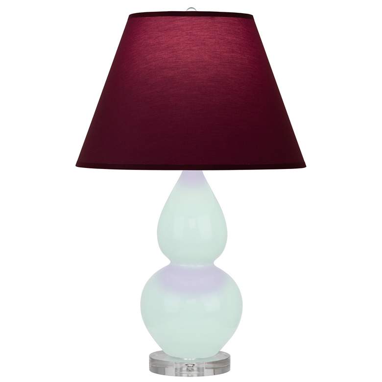 Image 1 Small Double Gourd 22"H Mint Glazed Lucite Lamp w/ Plum Shade