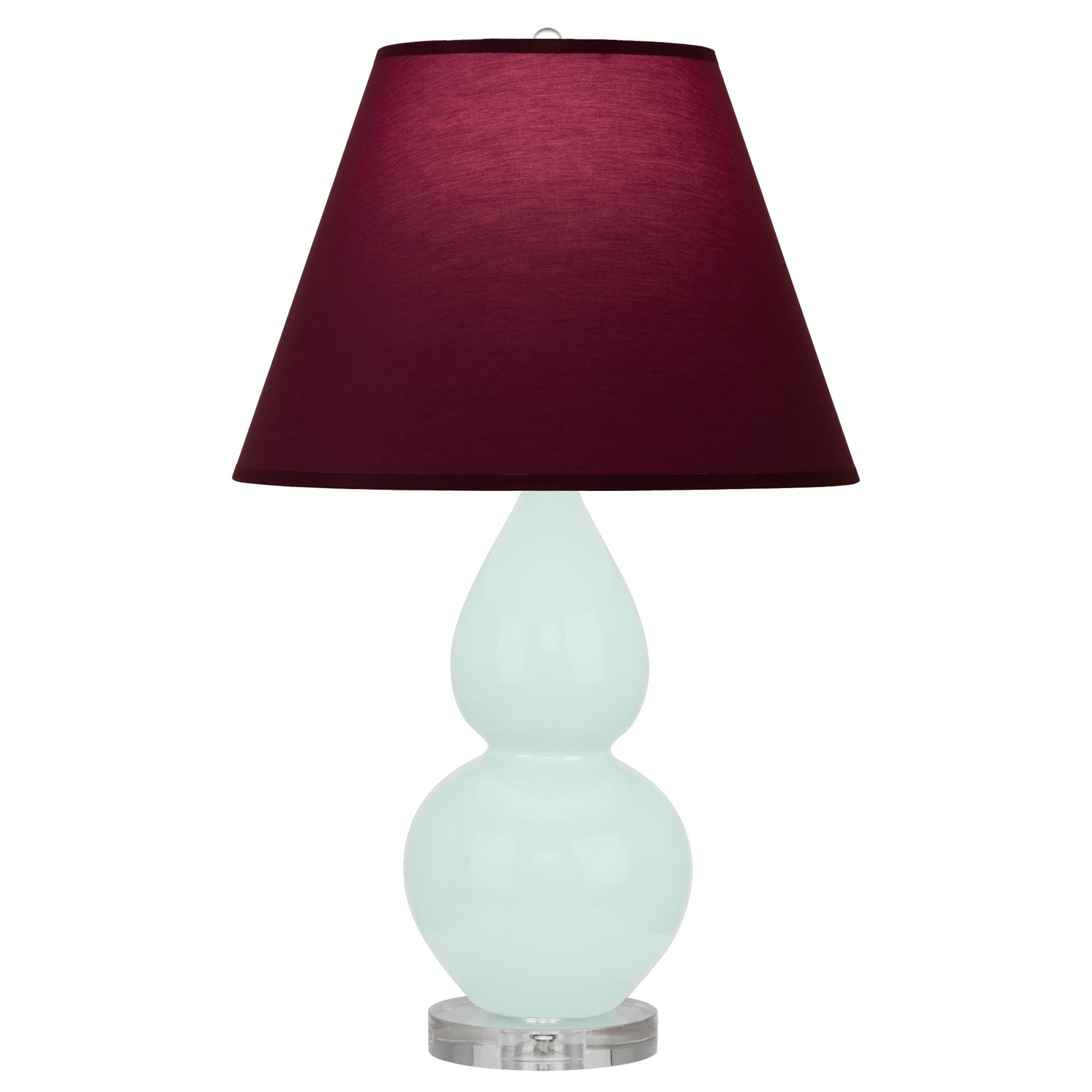 Image 2 Small Double Gourd 22"H Mint Glazed Lucite Lamp w/ Plum Shade more views