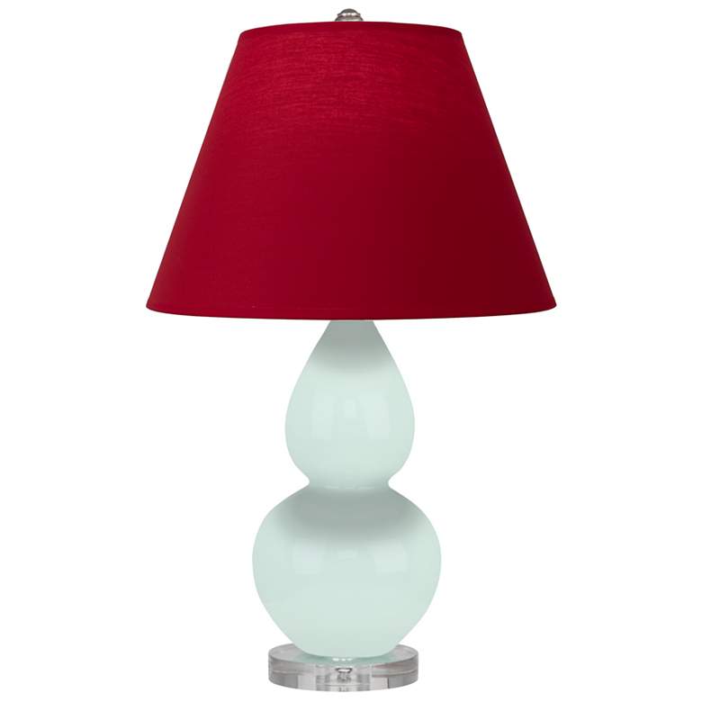 Image 1 Small Double Gourd 22"H Mint Glazed Lucite Lamp w/ Red Black Shade