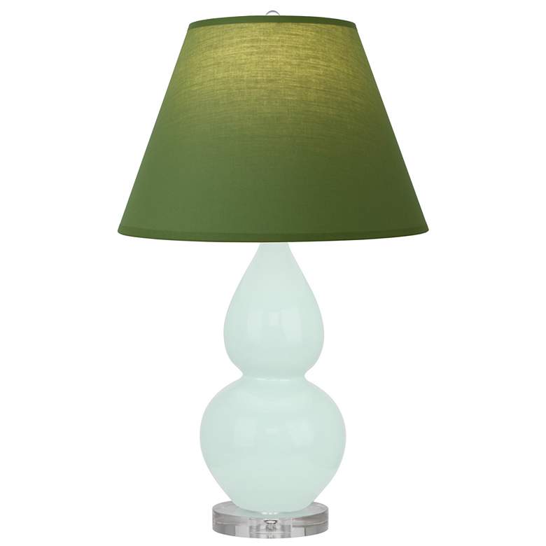 Image 1 Small Double Gourd 22"H Mint Glazed Lucite Lamp w/ Tea Green Shade