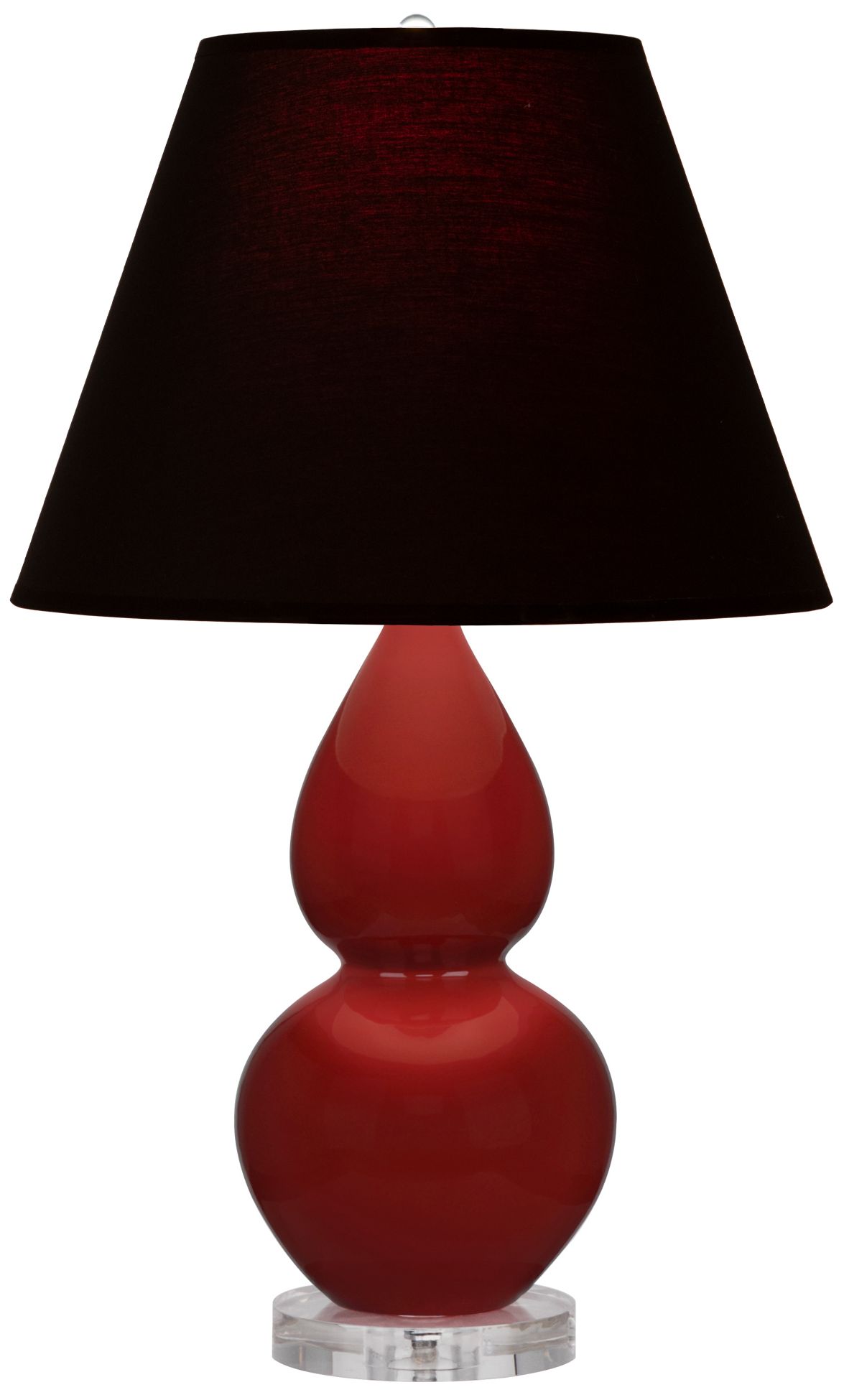 Small Double Gourd 22"H Oxblood Lucite Lamp w/ Black Red Made to Order