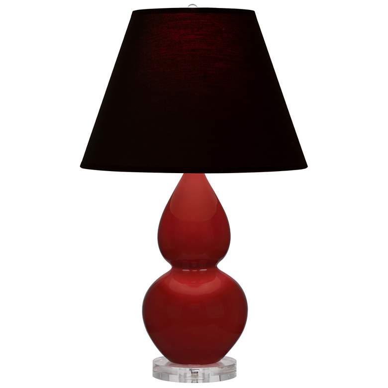Image 1 Small Double Gourd 22"H Oxblood Lucite Lamp w/ Black Red Shade