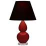 1_Small Double Gourd 22"H Oxblood Lucite Lamp w/ Black Red Shade