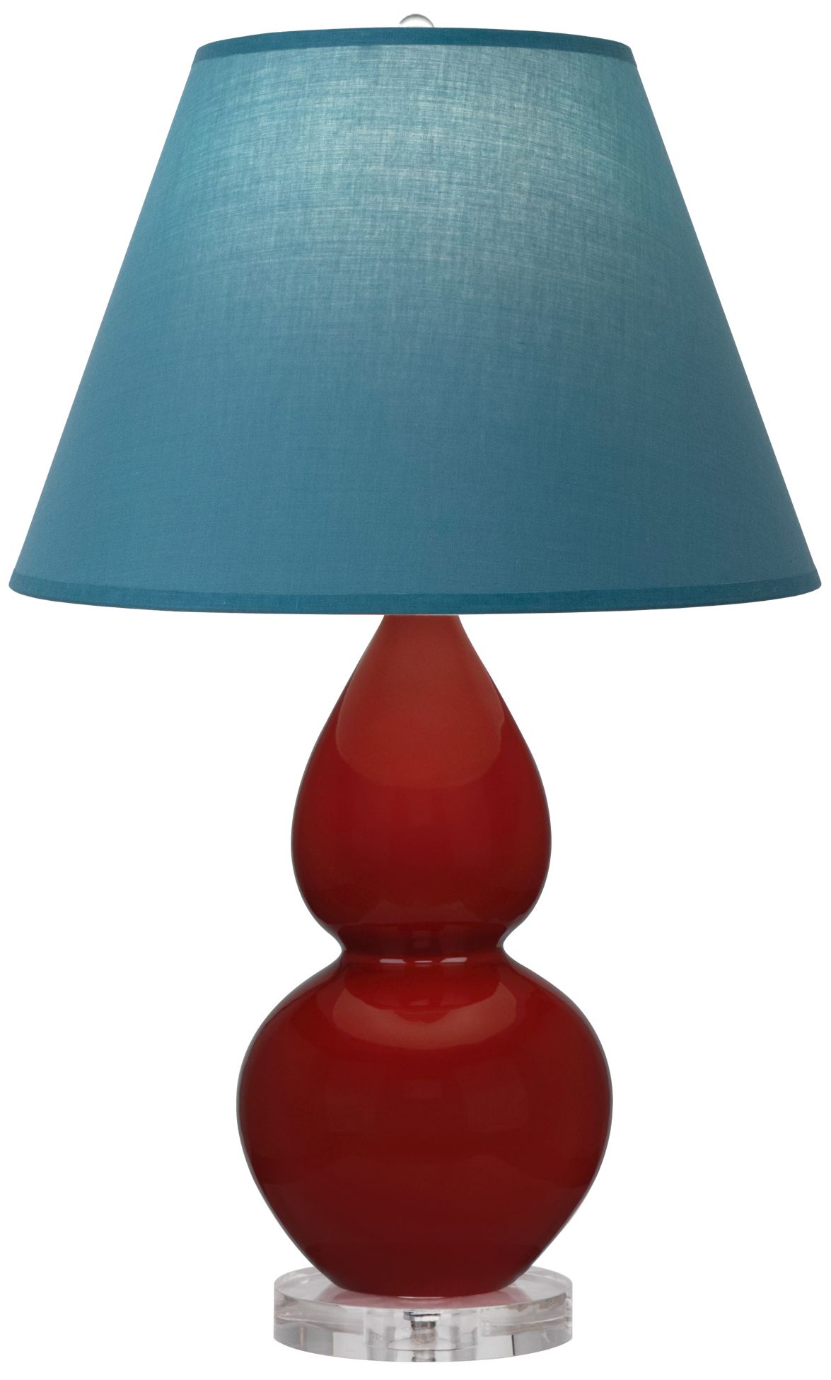 Small Double Gourd 22"H Oxblood Lucite Lamp w/ Bright Blue Made to Order