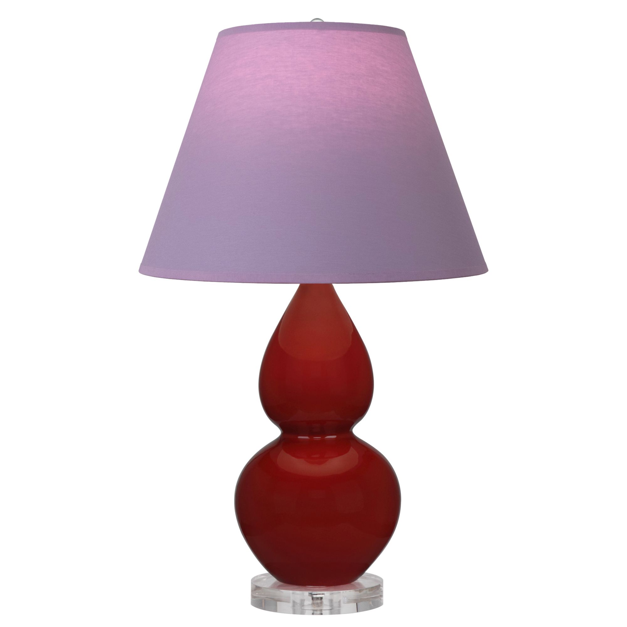 Image 2 Small Double Gourd 22"H Oxblood Lucite Lamp w/ Lavender Shade more views