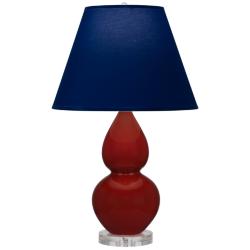 Small Double Gourd 22"H Oxblood Lucite Lamp w/ Navy w/ Gray Lining Shade