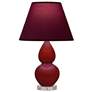 1_Small Double Gourd 22"H Oxblood Lucite Lamp w/ Plum Shade