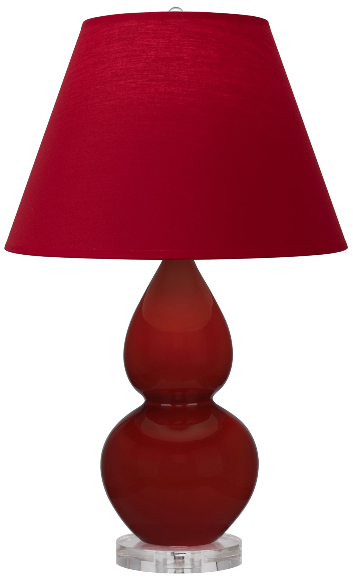 Small Double Gourd 22"H Oxblood Lucite Lamp w/ Red Black Made to Order