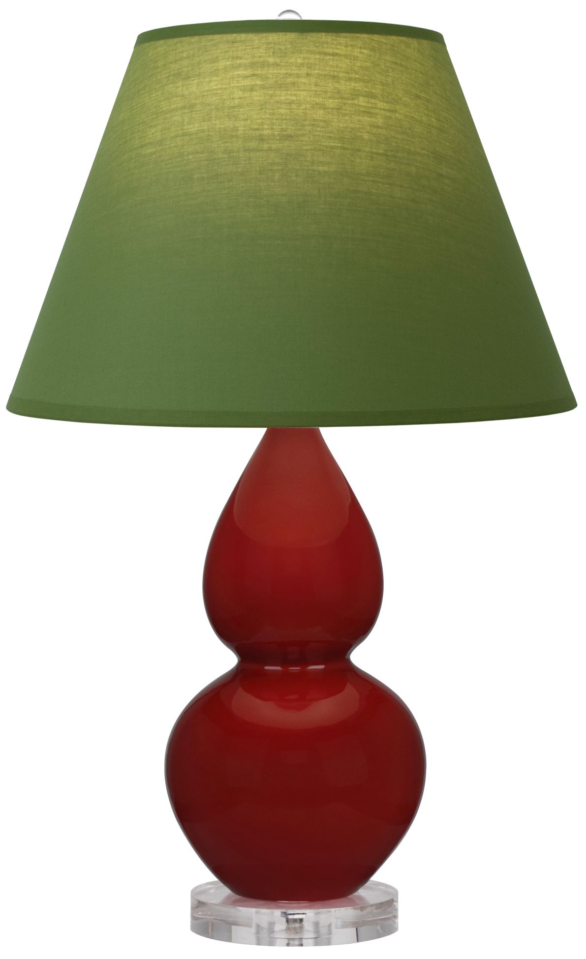 Small Double Gourd 22"H Oxblood Lucite Lamp w/ Tea Green Made to Order