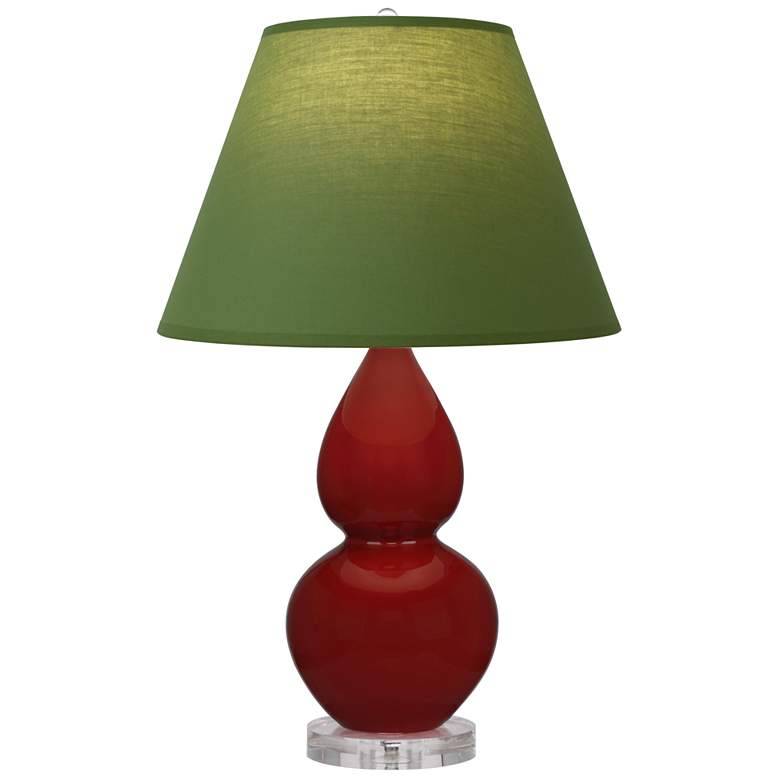 Image 1 Small Double Gourd 22"H Oxblood Lucite Lamp w/ Tea Green Shade