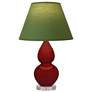 1_Small Double Gourd 22"H Oxblood Lucite Lamp w/ Tea Green Shade