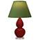 Small Double Gourd 22"H Oxblood Lucite Lamp w/ Tea Green Shade