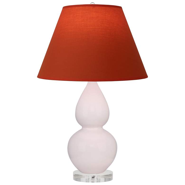 Image 1 Small Double Gourd 22"H Rose Water Lamp w/ Tangerine w/ Taupe Lining Shade