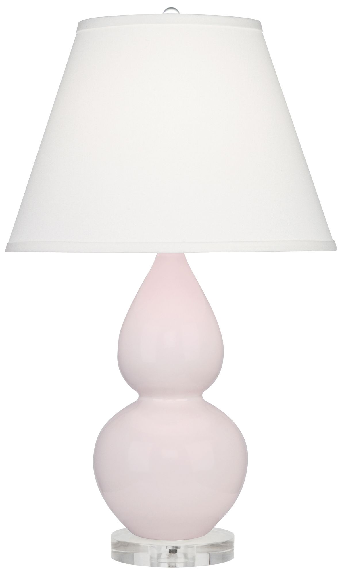 Small Double Gourd 22"H Rose Water Lamp with Pearl Dupioni Made to Order