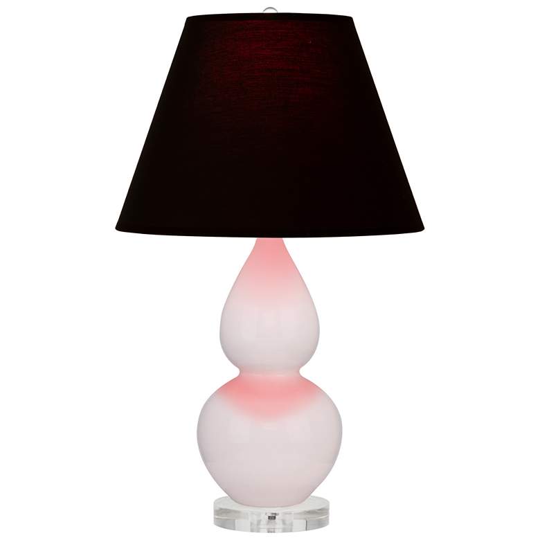 Image 1 Small Double Gourd 22"H Rose Water Lucite Lamp w/ Black Red Shade