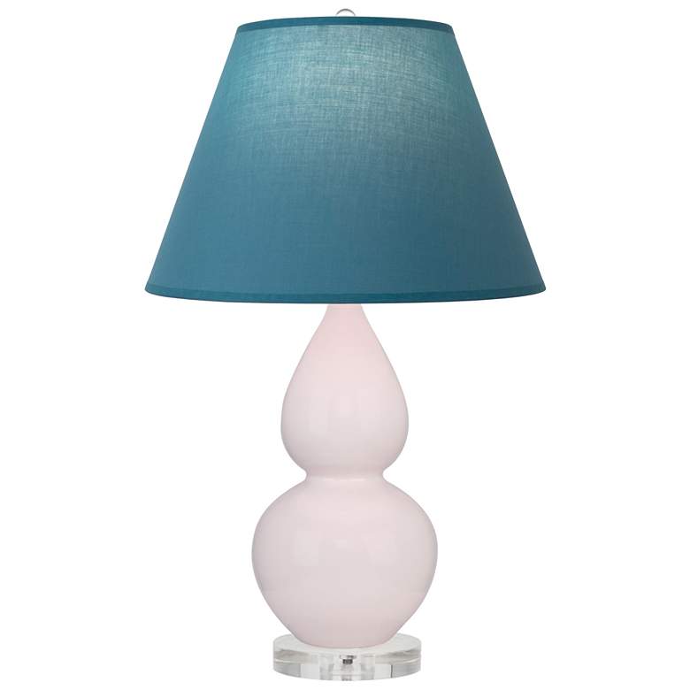 Image 1 Small Double Gourd 22"H Rose Water Lucite Lamp w/ Bright Blue Shade