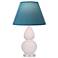 Small Double Gourd 22"H Rose Water Lucite Lamp w/ Bright Blue Shade