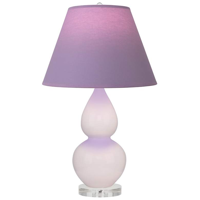 Image 1 Small Double Gourd 22"H Rose Water Lucite Lamp w/ Lavender Shade