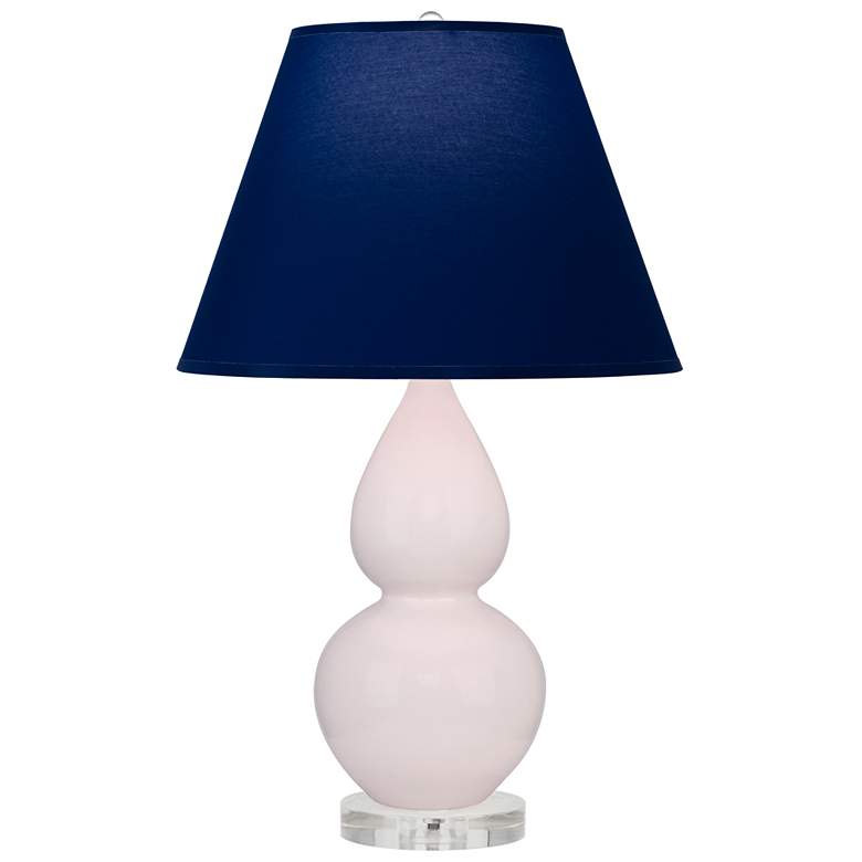 Image 1 Small Double Gourd 22"H Rose Water Lucite Lamp w/ Navy w/ Gray Lining Shade