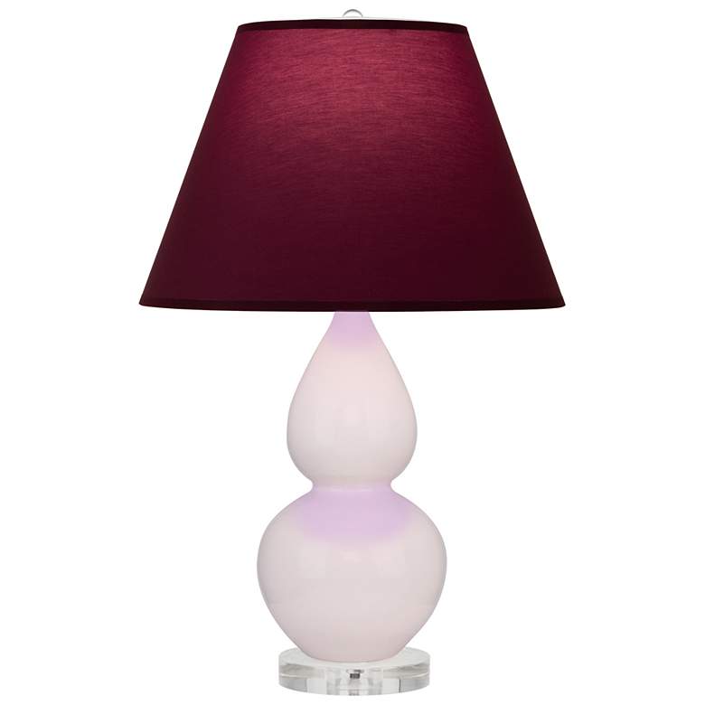 Image 1 Small Double Gourd 22"H Rose Water Lucite Lamp w/ Plum Shade
