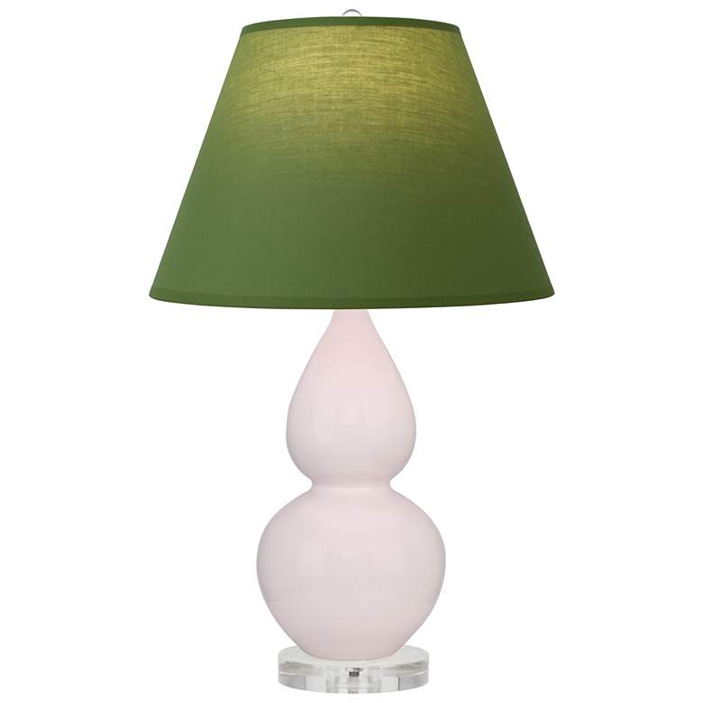 Image 1 Small Double Gourd 22"H Rose Water Lucite Lamp w/ Tea Green Shade