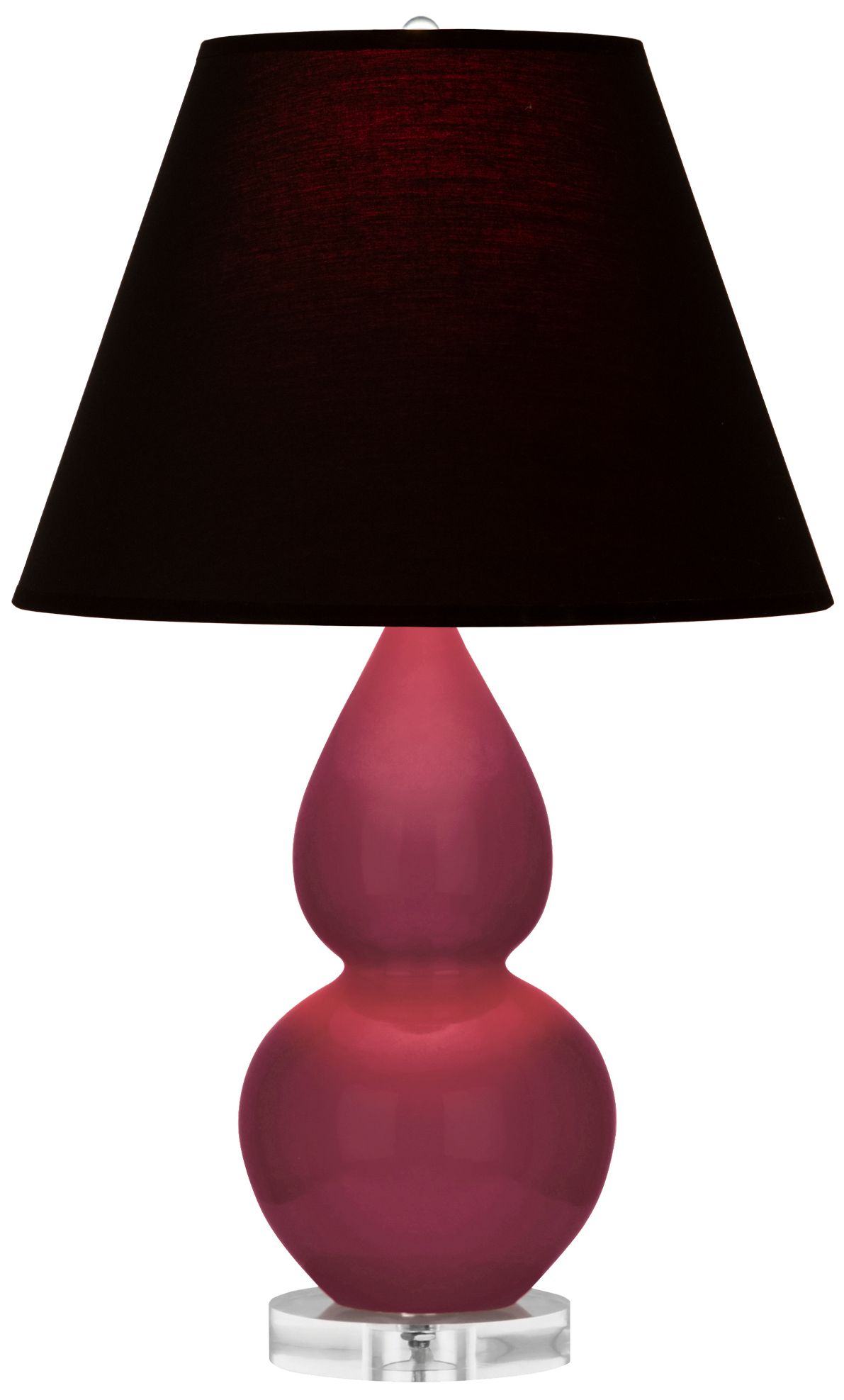 Small Double Gourd 22"H Sugar Plum Lucite Lamp w/ Black Red Made to Order
