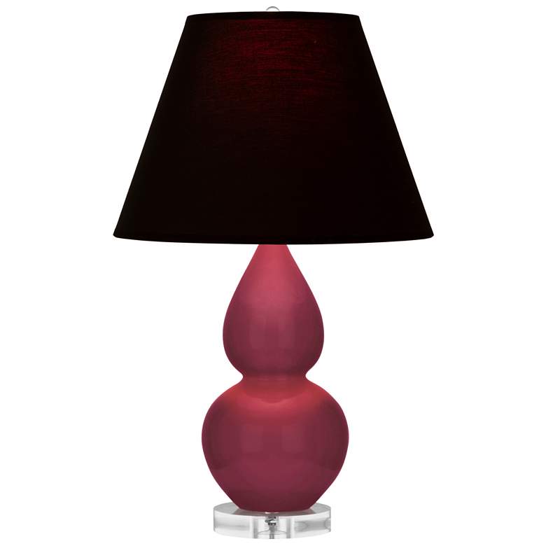 Image 1 Small Double Gourd 22"H Sugar Plum Lucite Lamp w/ Black Red Shade