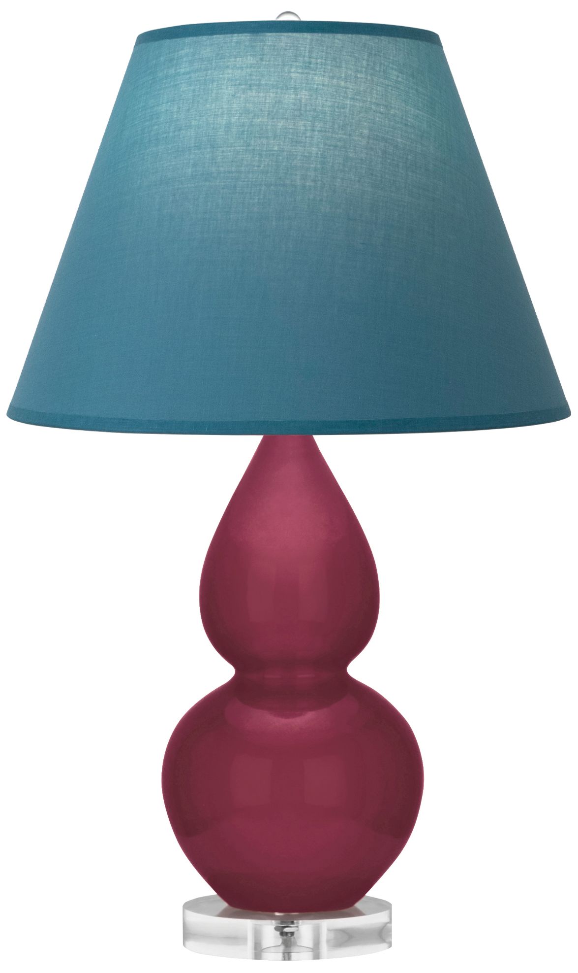 Small Double Gourd 22"H Sugar Plum Lucite Lamp w/Bright Blue Made to Order